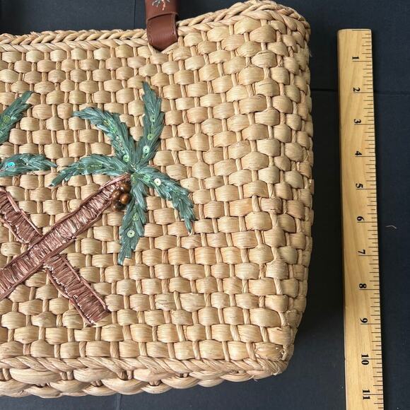 Cappelli Straworld Palm Tree Tote Bag Purse OS - Picture 3 of 6